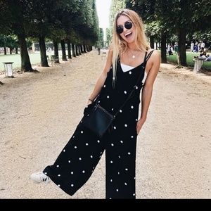 Free People Black Dream Big Jumpsuit Polka dots